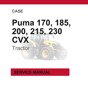 May include: Image of a yellow and black tractor with the text "Puma 170, 185, 200, 215, 230 CVX Tractor" and "SERVICE MANUAL" on a white background. The word "CASE" is at the top.