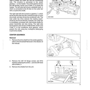 May include: A technical manual page titled SECTION 31 - IMPLEMENT POWER TAKE OFF (PTO) - CHAPTER 3, featuring black and white line drawings of machinery components labeled with numbers 1 through 5 and text instructions for gearbox removal.
