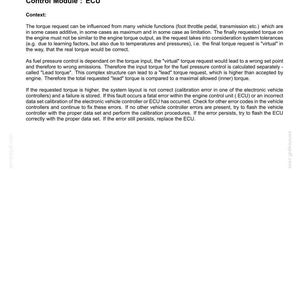 May include: Document detailing fault codes related to electrical systems in a vehicle. The text includes information on level 2 monitoring, diagnosis of current path limitation, and the ECU control module. The document also provides context and troubleshooting steps.
