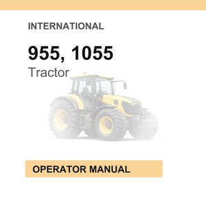 K&ouml;nnte beinhalten: Ein gelb-grauer Traktor, Modell 955, 1055, ist abgebildet. Das Wort "Traktor" ist unter den Modellnummern aufgedruckt. Der Text "Bedienungsanleitung" ist auf einem beigen rechteckigen Hintergrund gedruckt.