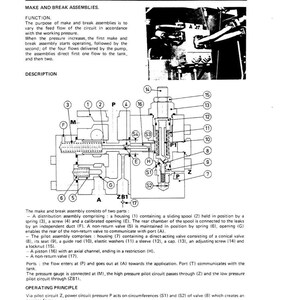 May include: Diagram of a hydraulic circuit with components labeled. The diagram includes a make and break assembly, a distribution assembly, and a pilot assembly. Text includes "Hydraulic Circuit Components" and "Make and Break Assemblies."