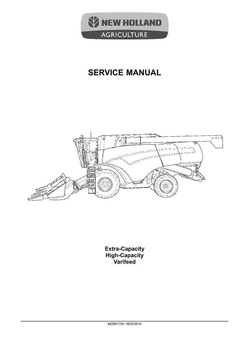 May include: A New Holland Agriculture service manual cover featuring a black and white line drawing of a combine harvester. The text reads New Holland Agriculture, Service Manual, Extra-Capacity High-Capacity Varifeed, and 84299175A 18/03/2010.