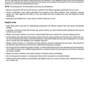 May include: A document titled "Safety rules - Ecology and the environment" with text about environmental safety, including guidelines on handling chemicals, oils, and waste. The document provides helpful hints and recommendations.
