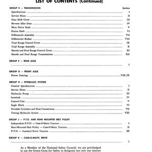May include: A page from a manual titled "350," "500B," "600B" Series Tractors, Group A - General. The list of contents includes sections on transmission, rear axle, front axle, hydraulic system, and PTO. The text is black on a white background.
