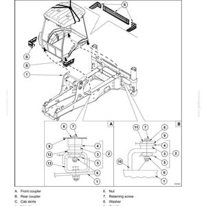 May include: Diagram of a vehicle chassis upper part, labeled with component names and numbers. Includes the cab, main frame, and various fasteners. Text at the top reads "SECTION 39 - CHASSIS" and "COMPONENTS OF THE UPPER PART CAB".
