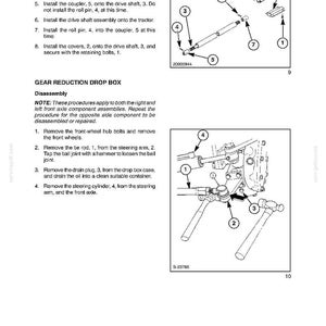May include: Diagram of a front axle assembly with numbered parts and instructions. Text includes "SECTION 25 - FWD FRONT AXLE - CHAPTER 1" and "GEAR REDUCTION DROP BOX Disassembly". The image is a technical illustration.