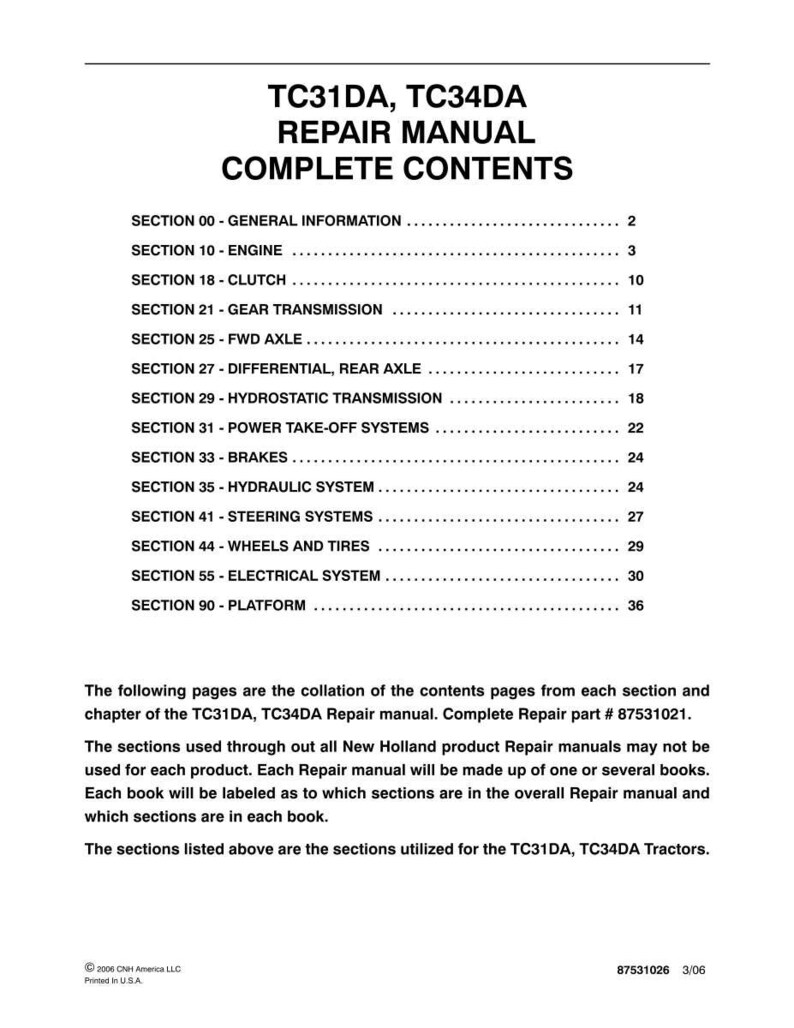 New Holland TC31DA, TC34DA Tractor Service Repair Workshop Manual | Instant PDF Download image 3