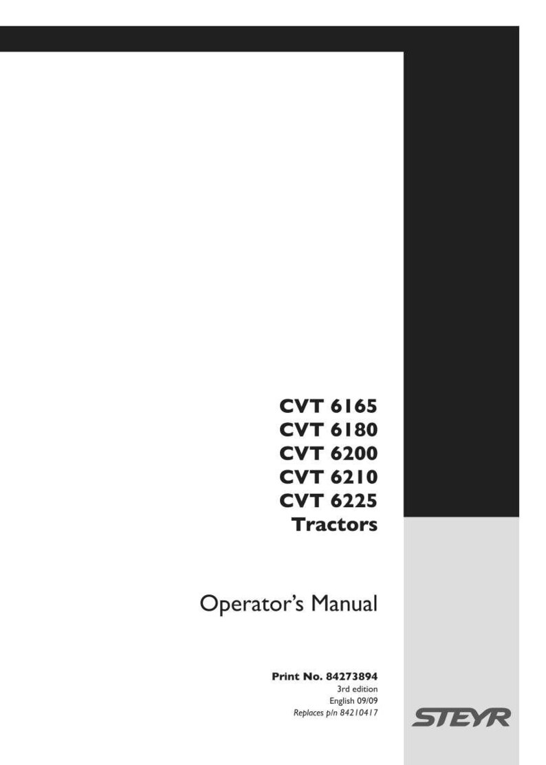 K&ouml;nnte beinhalten: Eine Bedienungsanleitung f&uuml;r Steyr CVT 6165, 6180, 6200, 6210 und 6225 Traktoren. Das wei&szlig;e Deckblatt zeigt schwarzen Text, einen schwarzen vertikalen Balken rechts und das Steyr-Logo unten rechts. Enth&auml;lt die Drucknummer 84273894, 3. Ausgabe.