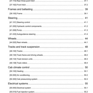 May include: A detailed table of contents from a manual, featuring various sections like "Hitches, drawbars, and implement couplings," "Steering," and "Electrical systems." The page numbers are listed on the right. The date at the bottom is 13/04/2017.