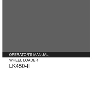 May include: A gray and black Kobelco operator's manual for a wheel loader model LK450-II. The cover features the white Kobelco logo at the top, with the text Operator's Manual, Wheel Loader, and LK450-II printed in white and black below.