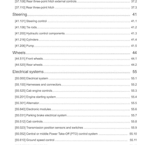 May include: A detailed table of contents from a manual, listing various components and systems. Categories include hitches, steering, wheels, electrical systems, and platform components. The document is dated June 23, 2017.