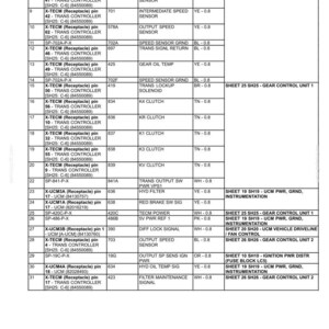 May include: Diagram of electrical systems, harnesses, and connectors, including pin numbers, descriptions like 'ENG SPEED SENSOR,' and wire colors. The document includes frame references and technical specifications.
