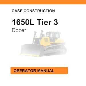 May include: Image of a construction manual cover. The title reads "CASE CONSTRUCTION" above "1650L Tier 3 Dozer." A faded image of a yellow bulldozer is in the center. The bottom has an orange rectangle with the words "OPERATOR MANUAL."