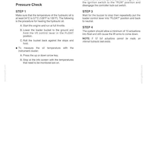 May include: A white document with black text detailing the procedure for testing the hydraulic controller pilot supply pressure. Includes steps, notes, and temperature ranges in Fahrenheit.