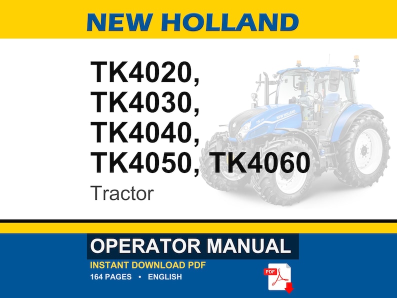 Manual de operación y mantenimiento para tractores New Holland TK4020, TK4030, TK4040, TK4050 y TK4060 / Descarga instantánea en PDF imagen 1