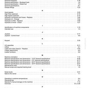 May include: A detailed page from a manual, featuring a table of contents with various sections like "Fuses and relays," "Gearbox oil," and "Hydraulic oil." The text is black on a white background.