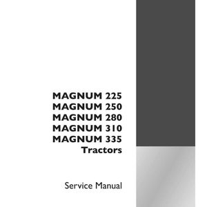May include: A service manual for Magnum 225, 250, 280, 310, and 335 tractors. The cover is white with black text and a dark gray border. The Case IH Agriculture logo is in the bottom right corner. Print No. 84318438.
