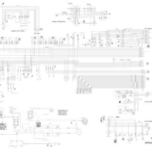 May include: A detailed electrical schematic diagram in black and white, featuring complex wiring layouts, connectors, and component symbols. The diagram includes text indicating the model and serial number, along with the page number.