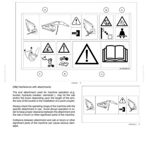 May include: A safety information diagram with multiple warning symbols and illustrations. The diagram includes symbols for potential hazards and instructions for safe machine operation, with the part number KHP35790.