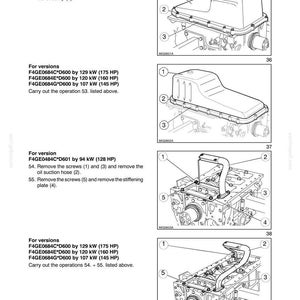 May include: Diagram of engine components, including oil sump, screws, and oil suction hose. The image is from a technical manual, with labels and numbers indicating parts for engine maintenance and repair.