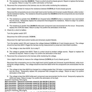 Puede incluir: Documento t&eacute;cnico titulado "Electrical systems - FAULT CODES" con pasos para la soluci&oacute;n de problemas de sistemas el&eacute;ctricos. Incluye instrucciones para usar un volt&iacute;metro digital y verificar mazos de cables. Contiene una lista de mazos de cables y esquemas el&eacute;ctricos.