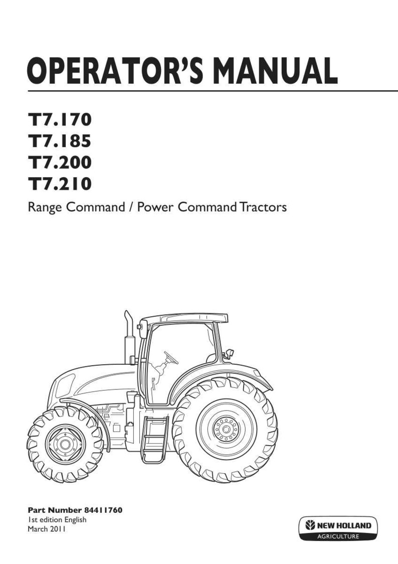 New Holland T7.170, T7.185, T7.200, T7.210 Range and Power Command Tractor Operator Owners Operation Manual | Instant Pdf Download image 3