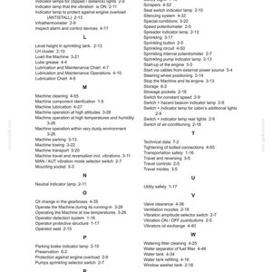 May include: An operator's manual with a table of contents. The manual lists various machine functions, safety procedures, and component details. The text is in black font on a white background.