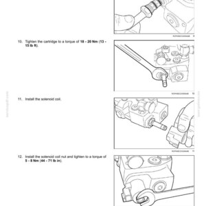 May include: Diagram showing emergency brake assembly instructions. Includes steps for lubricating, tightening, and installing parts. Torque specifications are provided in Newton metres and pound-feet.