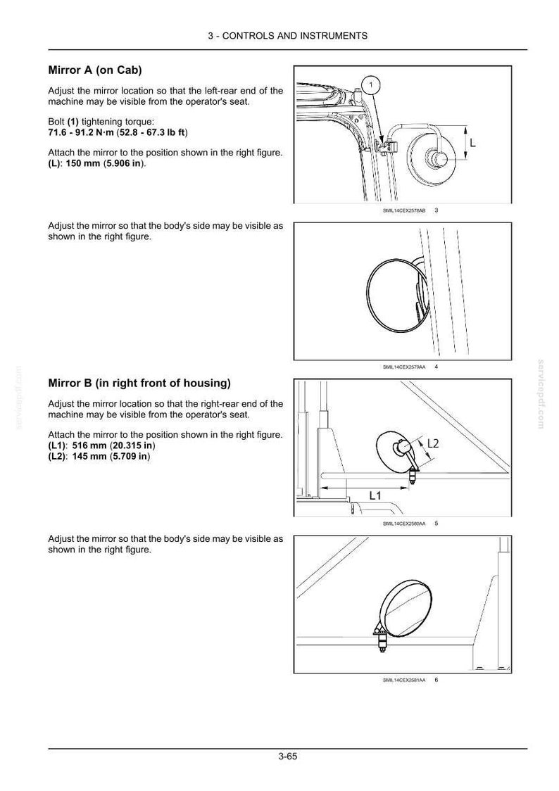 May include: Diagram of a vehicle's controls and instruments, including two mirrors. Mirror A's position is shown with a measurement of 5.906 inches. Mirror B's position is shown with measurements of 20.315 inches and 5.709 inches.