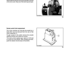 May include: Page from a manual with the title "SECTION 55 - ELECTRICAL SYSTEM - CHAPTER 1". The page includes diagrams and text about reversing lamps and rocker switch bulb replacement. The image also shows a diagram of a rocker switch.