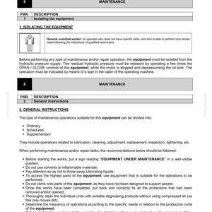 May include: A page from a CASE construction equipment maintenance manual. The document includes instructions for isolating equipment and general maintenance procedures. Text includes "EQUIPMENT UNDER MAINTENANCE".