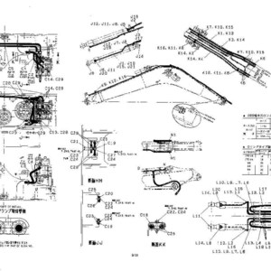 May include: A technical engineering diagram showing mechanical assembly instructions for machinery components. The black and white illustration features various line drawings, schematic views, alphanumeric labels, and two small data tables with metric measurements.