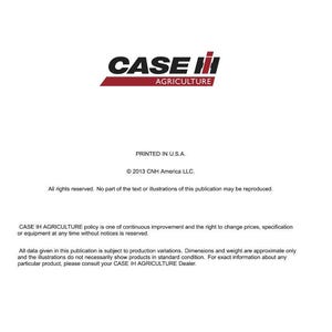 K&ouml;nnte beinhalten: Ein wei&szlig;es Dokument mit dem Logo "CASE IH AGRICULTURE" in Rot und Schwarz. Das Dokument enth&auml;lt Text &uuml;ber technische Publikationen und Werkzeuge, gedruckt in den USA.