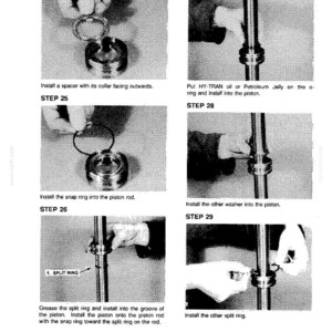 May include: A black and white technical diagram with step-by-step instructions for assembling a mechanical component. The diagram includes close-up images of parts and assembly steps, with accompanying text.