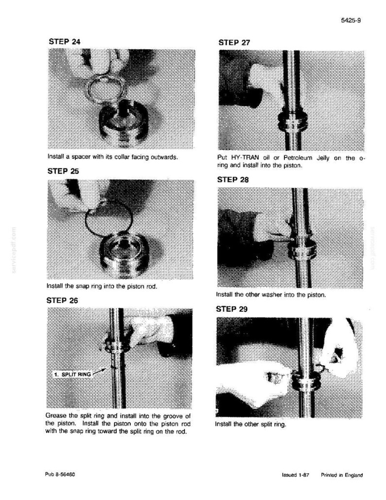 May include: A black and white technical diagram with step-by-step instructions for assembling a mechanical component. The diagram includes close-up images of parts and assembly steps, with accompanying text.