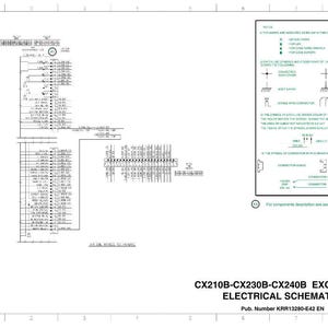 May include: An electrical schematic diagram for an excavator, featuring detailed wiring and component symbols. The diagram includes text and labels, with the title "CX210B-CX230B-CX240B EXCAVATOR ELECTRICAL SCHEMATIC".
