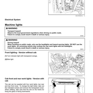 K&ouml;nnte beinhalten: Eine Seite aus einem technischen Handbuch mit dem Titel 6 - WORKING OPERATIONS, die Anweisungen f&uuml;r eine Diagnosebuchse und Maschinenleuchten enth&auml;lt. Sie zeigt drei schwarz-wei&szlig;e Strichzeichnungen von Fahrzeugkomponenten.