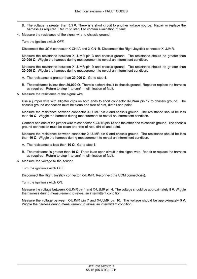 May include: A document titled "Electrical systems - FAULT CODES" with troubleshooting steps for automotive electrical issues. Instructions include measuring resistance and voltage, with connector and pin references. The document is dated 06/05/2014.