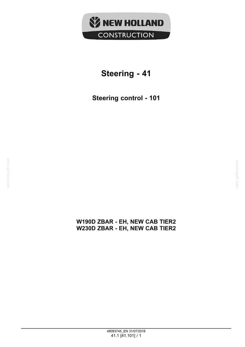 May include: White page with the New Holland Construction logo at the top. Text includes "Steering - 41", "Steering control - 101", and model numbers W190D ZBAR - EH and W230D ZBAR - EH.