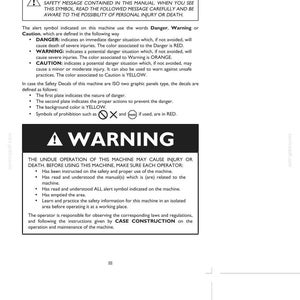 May include: A white document with black text, including safety warnings and instructions. The text includes the words "Danger," "Warning," and "Caution," with associated colors. A large black rectangle reads "A WARNING."