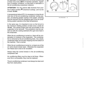May include: A technical manual page titled 3-CONTROLS AND INSTRUMENTS featuring text instructions for air conditioning operation and a black and white line drawing of a circular control knob labeled A with settings from 0 to 3 and a snowflake icon.