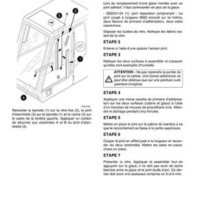 May include: An illustrated diagram detailing the process of replacing a vehicle window. The image shows a cross-section of a window frame with numbered components and text instructions in French.