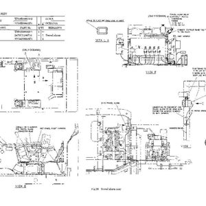 May include: A technical engineering diagram titled 5.18 TRAVEL ALARM ASSY, featuring black line drawings on a white background. It includes a parts list table, multiple views labelled A, B, and C, and detailed schematics for installing a travel alarm.