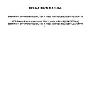 May include: A white document featuring the "CASE CONSTRUCTION" logo and the text "OPERATOR'S MANUAL". The document details specifications for direct drive transmissions, including model numbers and the country of manufacture.