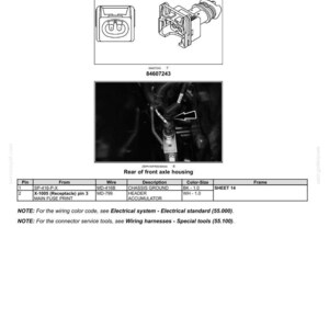 May include: Diagram of an electrical system component, labeled X-433 Header Accumulator Valve, with detailed illustrations of the receptacle and wiring connections. Includes a table with pin, wire, and color-size information.
