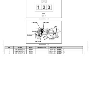 May include: Diagram of an electrical connector, CN.D31, with a pressure sensor. The image includes a schematic with numbered pins, wire details, and a table with pin, wire, and color-size information. Text includes "Electrical systems - Harnesses and connectors."