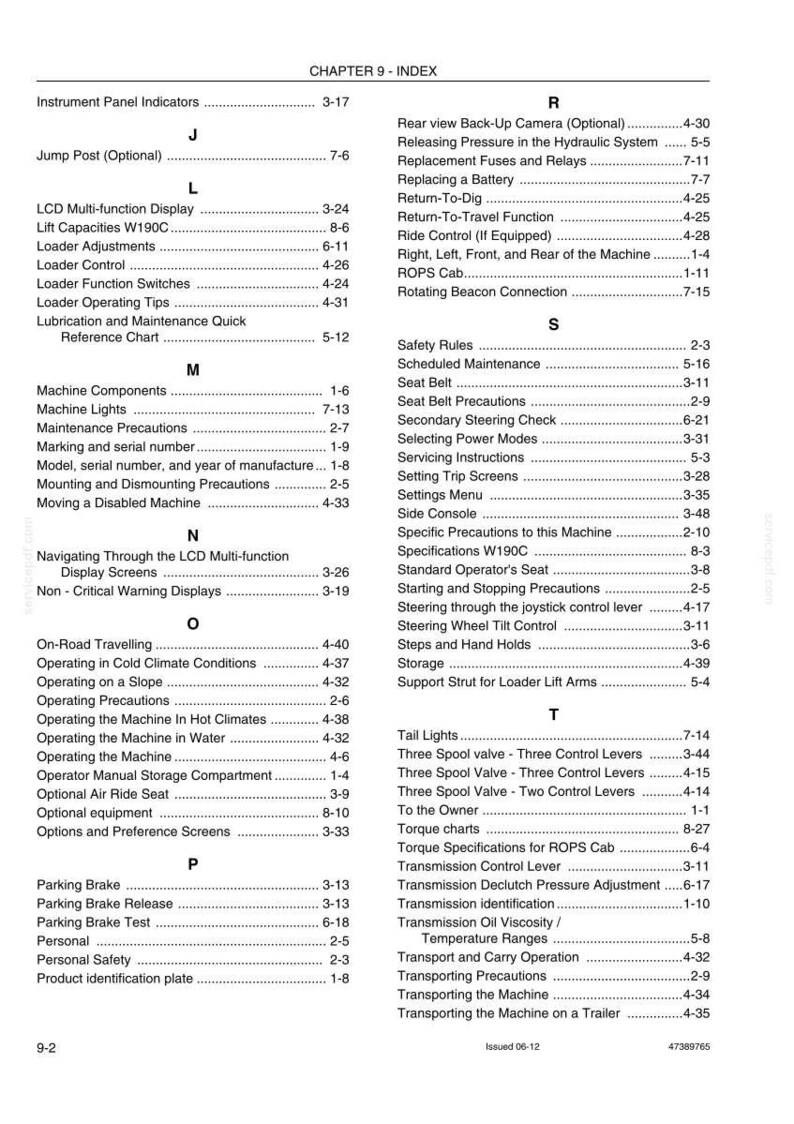 New Holland W190C Wheel Loader Operator Owners Operation Manual | Instant PDF Download image 11