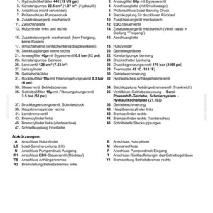 May include: A technical document titled Hydraulikanlage - Hydraulikschaltplan detailing an OCLS hydraulic system. It lists 47 numbered components including hydraulic oil tanks, pumps, filters, and valves, along with a legend of abbreviations.