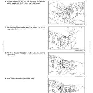 May include: Diagram illustrating the disassembly of stacked control valves. The image shows step-by-step instructions, including loosening screws and removing parts. Text includes "Stacked control valves - Disassemble".