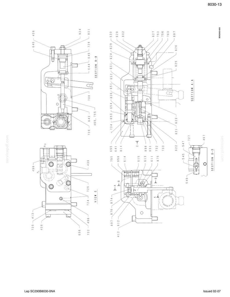 K&ouml;nnte beinhalten: Detaillierte technische Diagramme von mechanischen Komponenten mit mehreren Ansichten und beschrifteten Teilen. Die Diagramme sind in Schwarzwei&szlig; gehalten, wobei verschiedene Abschnitte zur Verdeutlichung hervorgehoben sind. Das Bild enth&auml;lt Text und Zahlen.